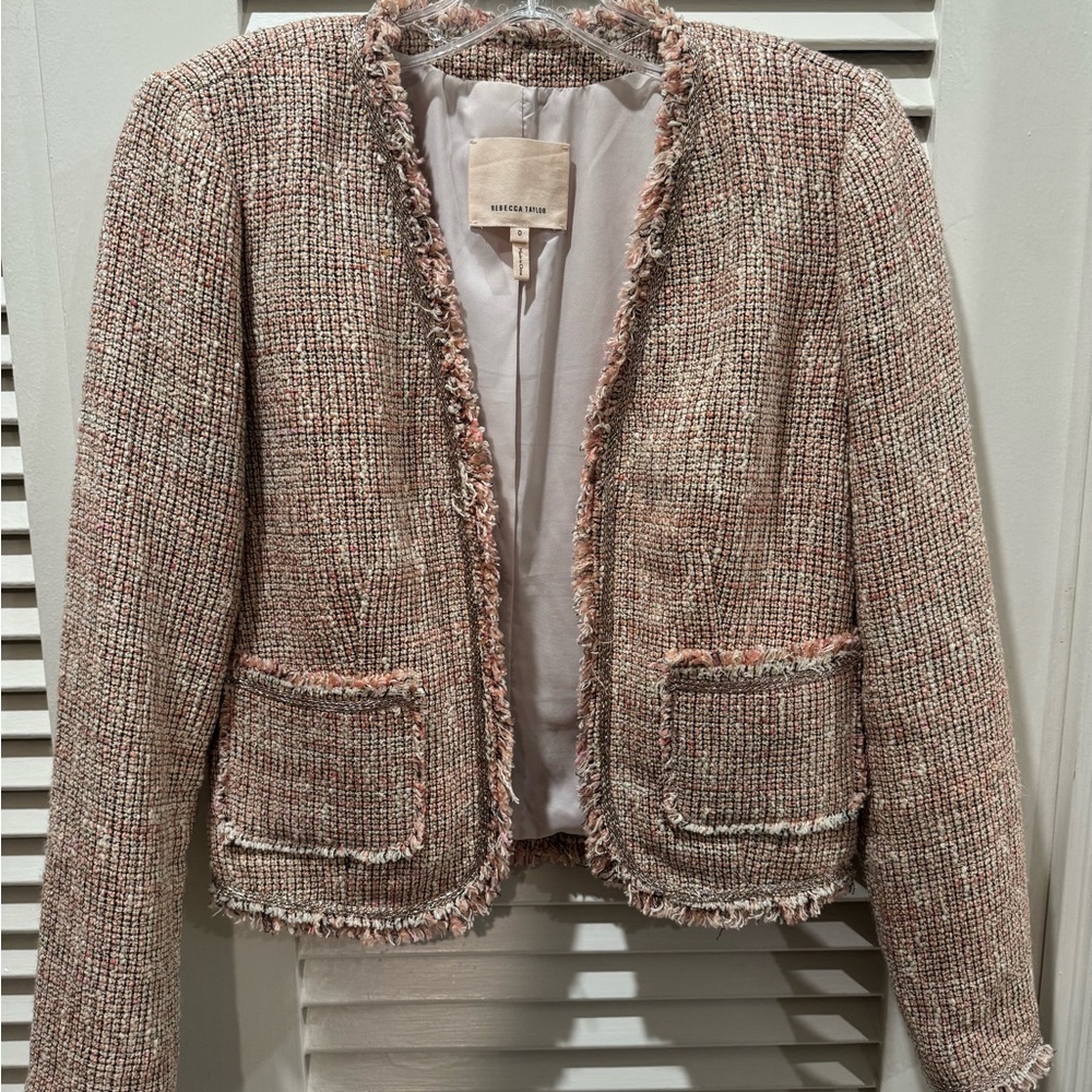 Rebecca Taylor Pink and Cream Tweed Blazer